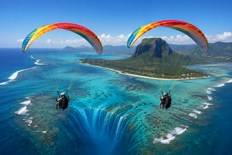 Parapente en couple à l’Île Maurice