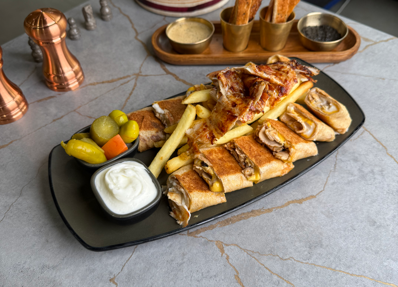 شاورما دجاج عربي دبل بالجبن- Double Arabic Chicken Shawarma with cheese