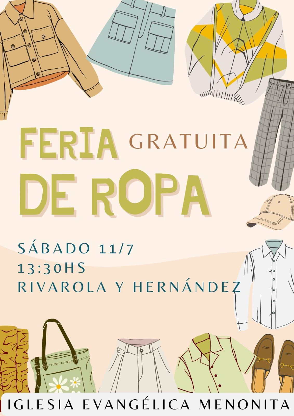 Feria de ropa este sábado 11 de julio en la Iglesia Menonita