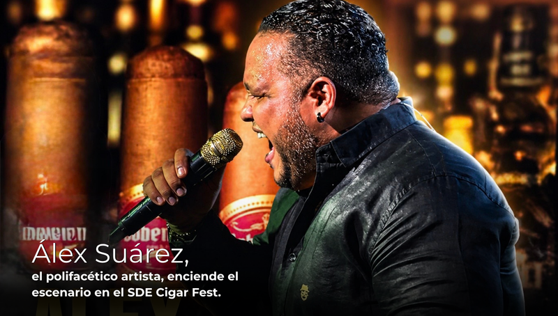 Álex Suárez, el polifacético artista, enciende el escenario en el SDE Cigar Fest.