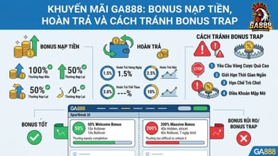 Khuyến Mãi GA888: Bonus Nạp Tiền, Hoàn Trả Và Cách Tránh Bonus Trap