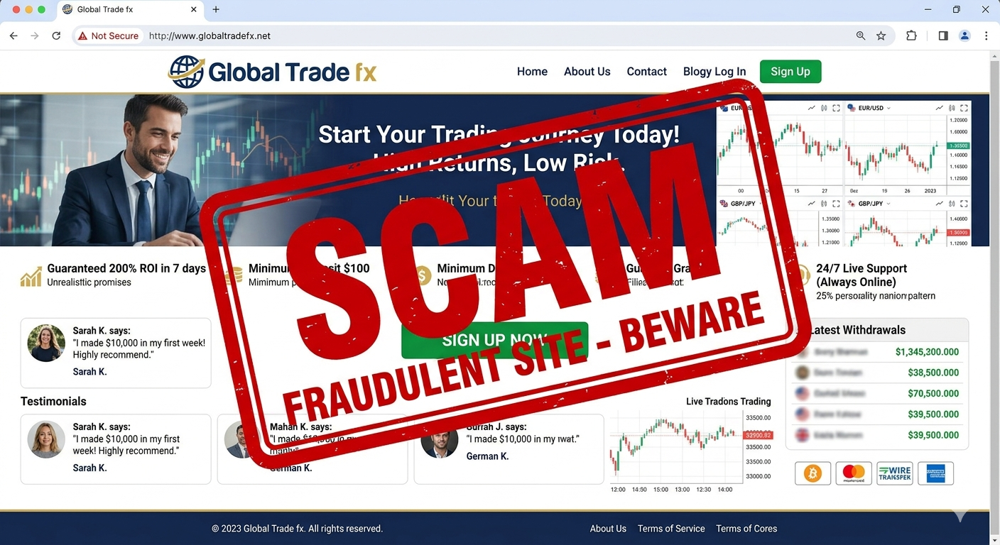 كشف نصب منصة Global Trade FX: وعود زائفة وتراخيص وهمية