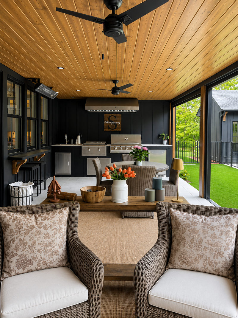Covered porch / Backyard 