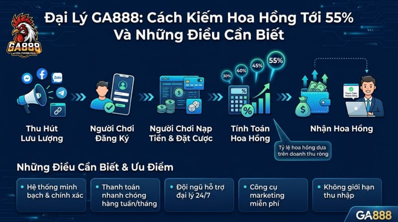 Đại Lý GA888: Cách Kiếm Hoa Hồng Tới 55% Và Những Điều Cần Biết
