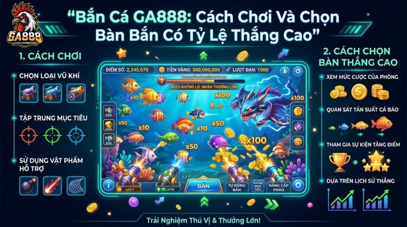 Bắn Cá GA888: Cách Chơi Và Chọn Bàn Bắn Có Tỷ Lệ Thắng Cao