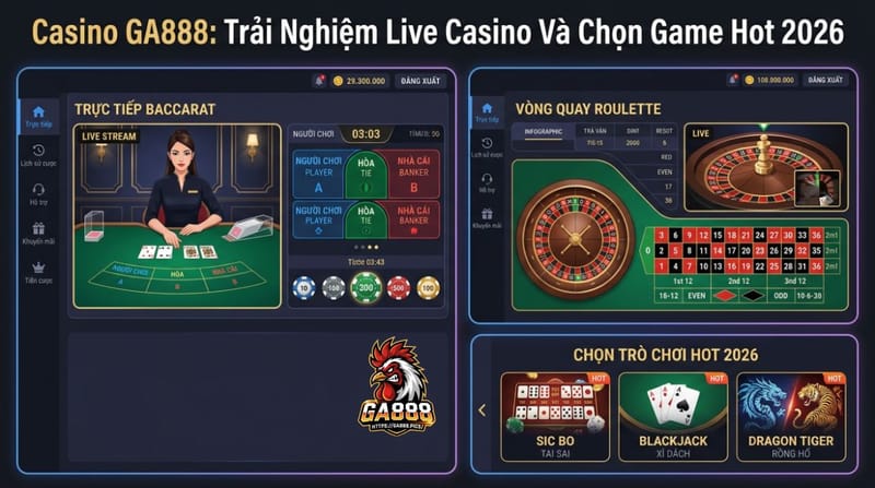 Casino GA888: Cách Vào Live Casino Và Chọn Bàn Chơi Phù Hợp