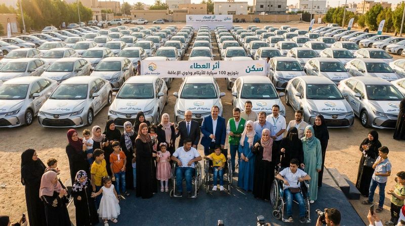 مؤسسة الوليد للإنسانية تساهم بتوزيع 100 سيارة للأيتام وللأشخاص ذوي الإعاقة ضمن مبادرة “أثر العطاء” لمؤسسة "سكن"