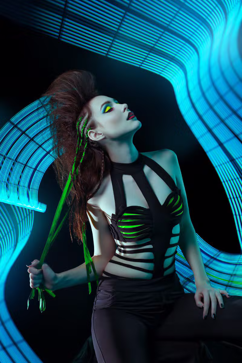 Ghost Bridge Interface neon body modification