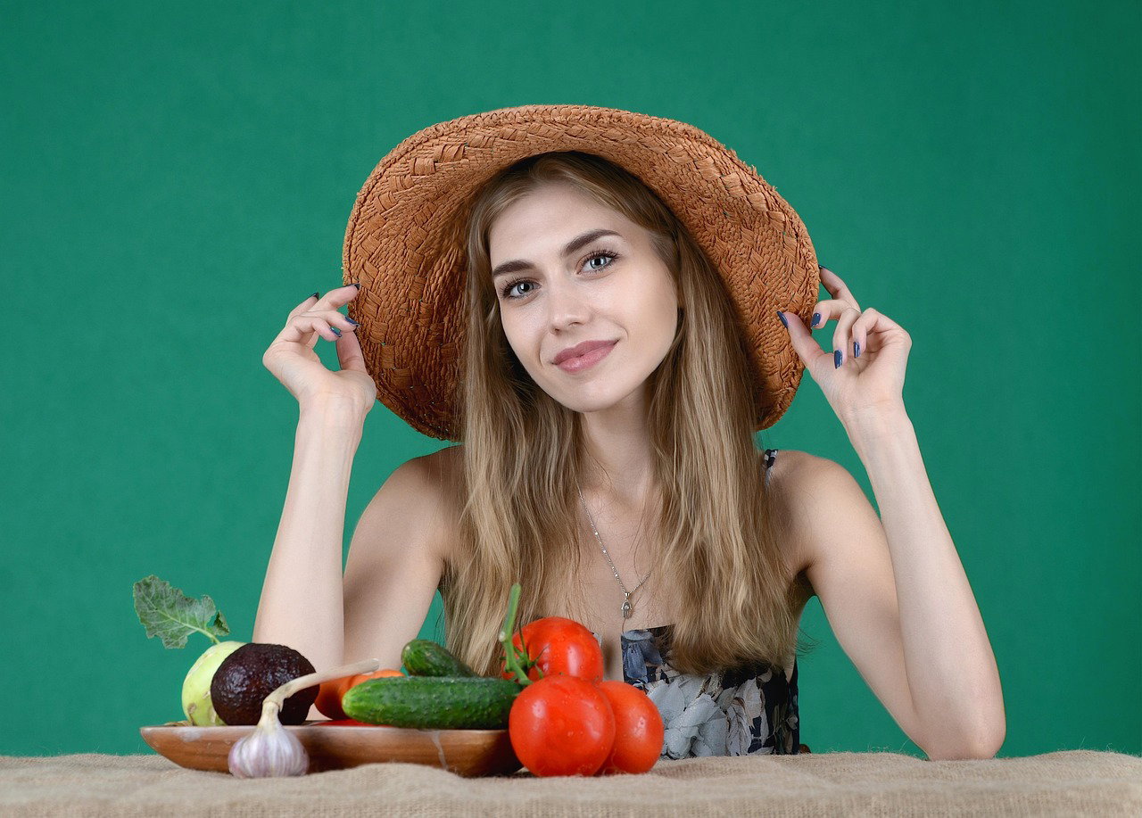 Nutritious whole foods healthy meal in front of woman