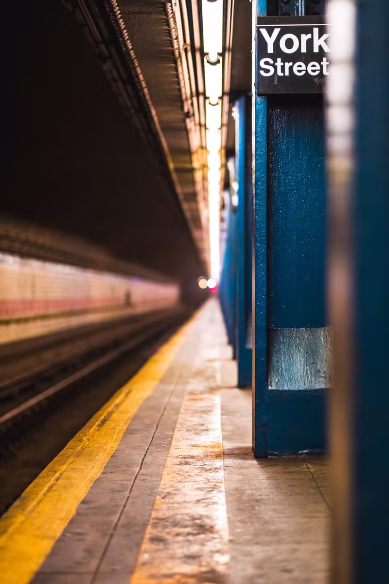 Cinematic subway platform scene