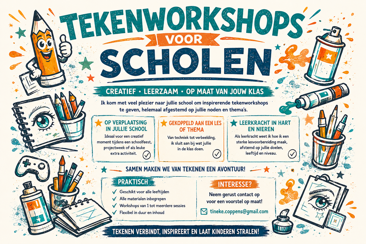 Tekenworkshops op maat voor scholen