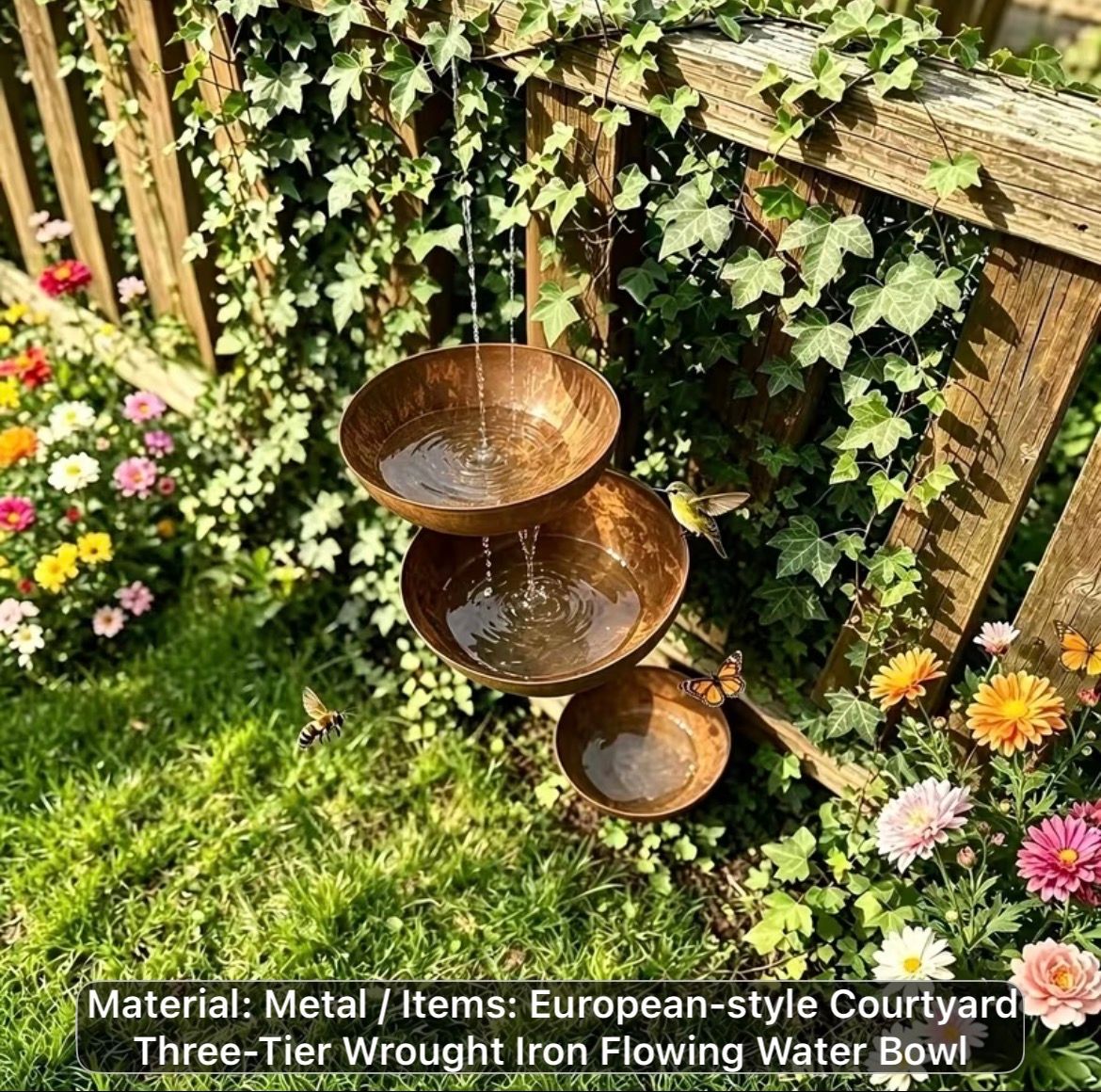 European-style Courtyard Three-tier Ironwork Water Basin - R 400.00 (Incl Shipping & Taxes)
