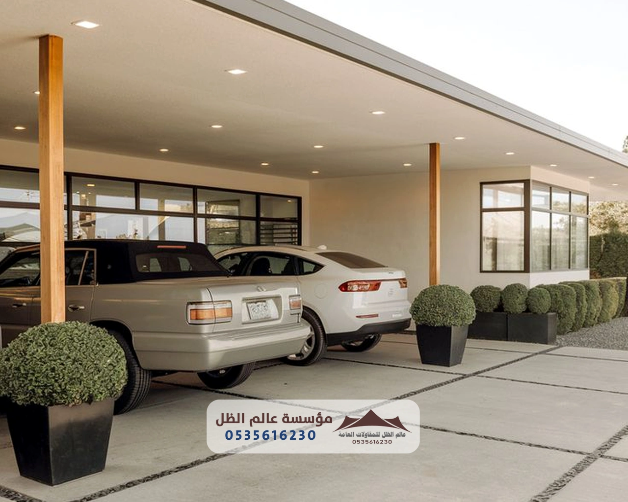 تصميم وتركيب مظلات سيارات حديثة للفلل في الرياض .