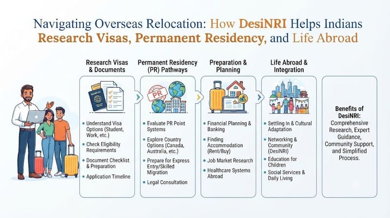 Navigating Overseas Relocation: How DesiNRI Helps Indians Research Visas, Permanent Residency, and Life Abroad