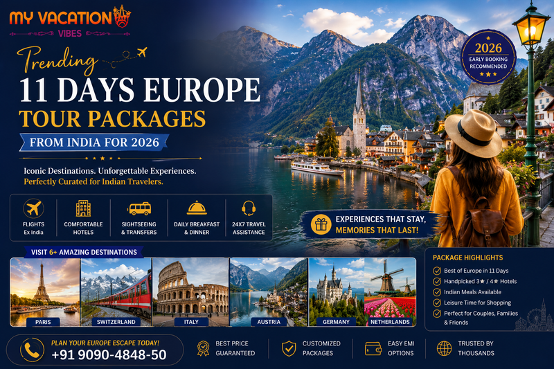 Trending 11 Days Europe Tour Packages from India for 2026