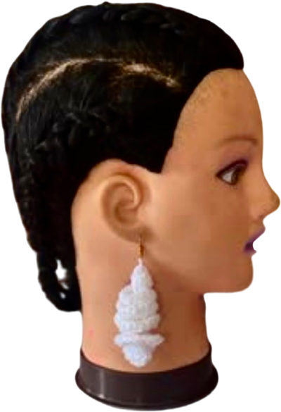 Handmade white Ivory Spiral crochet earrings.
