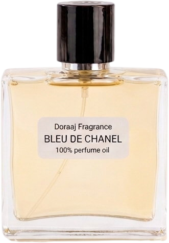 Doraaj Fragrance Bleu de Chanel impression 100% concentrated perfume oil in a minimal glass bottle on a plain white background