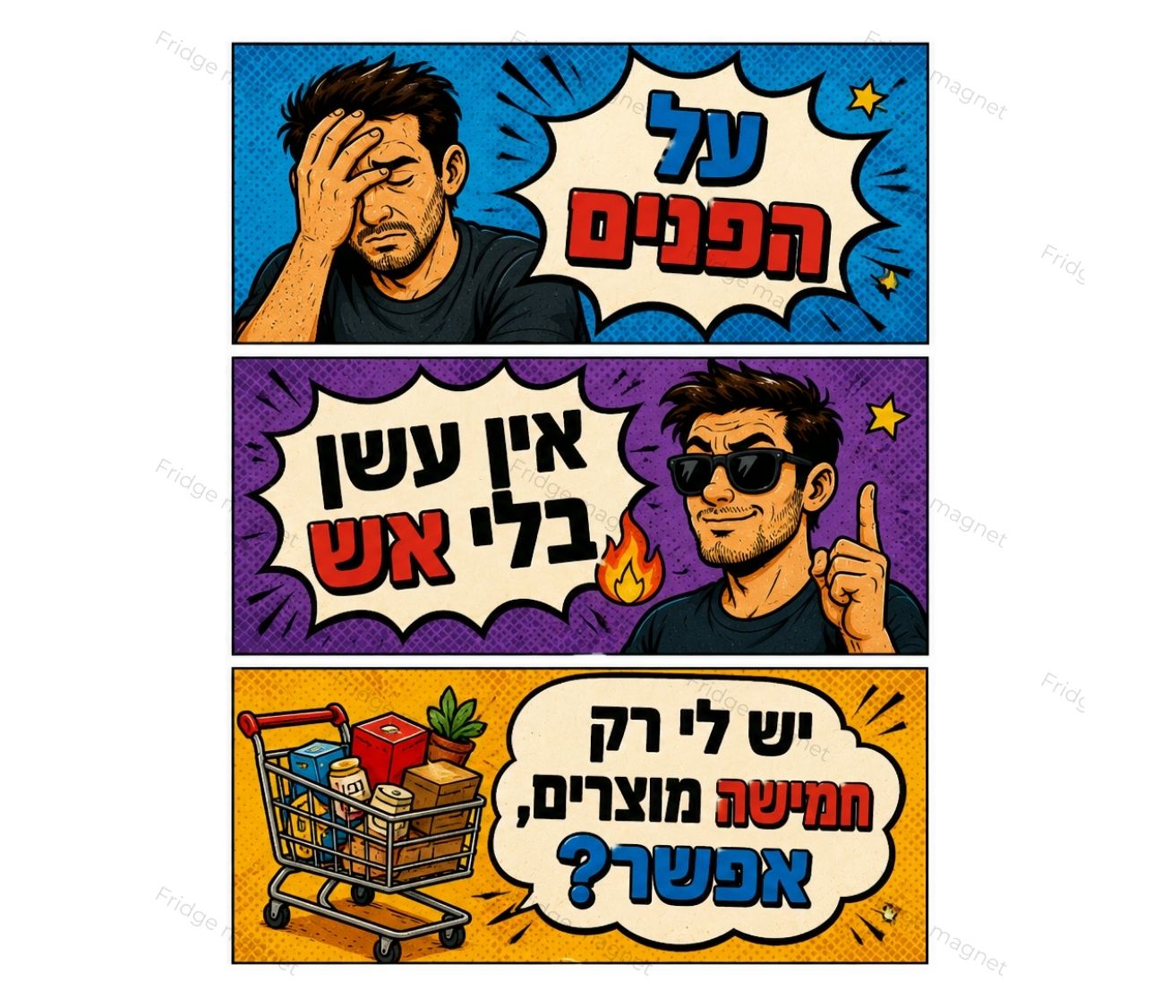 מארז 3 מגנטים - כי אי אפשר בלי קצת הומור