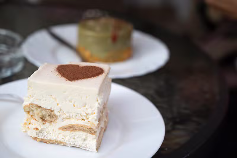 Fresh artisan cake and tea