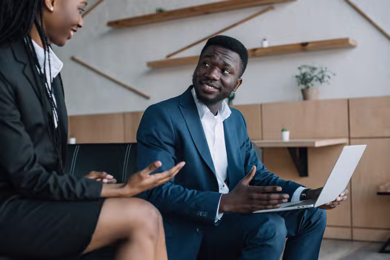Attorney and client having a successful consultation