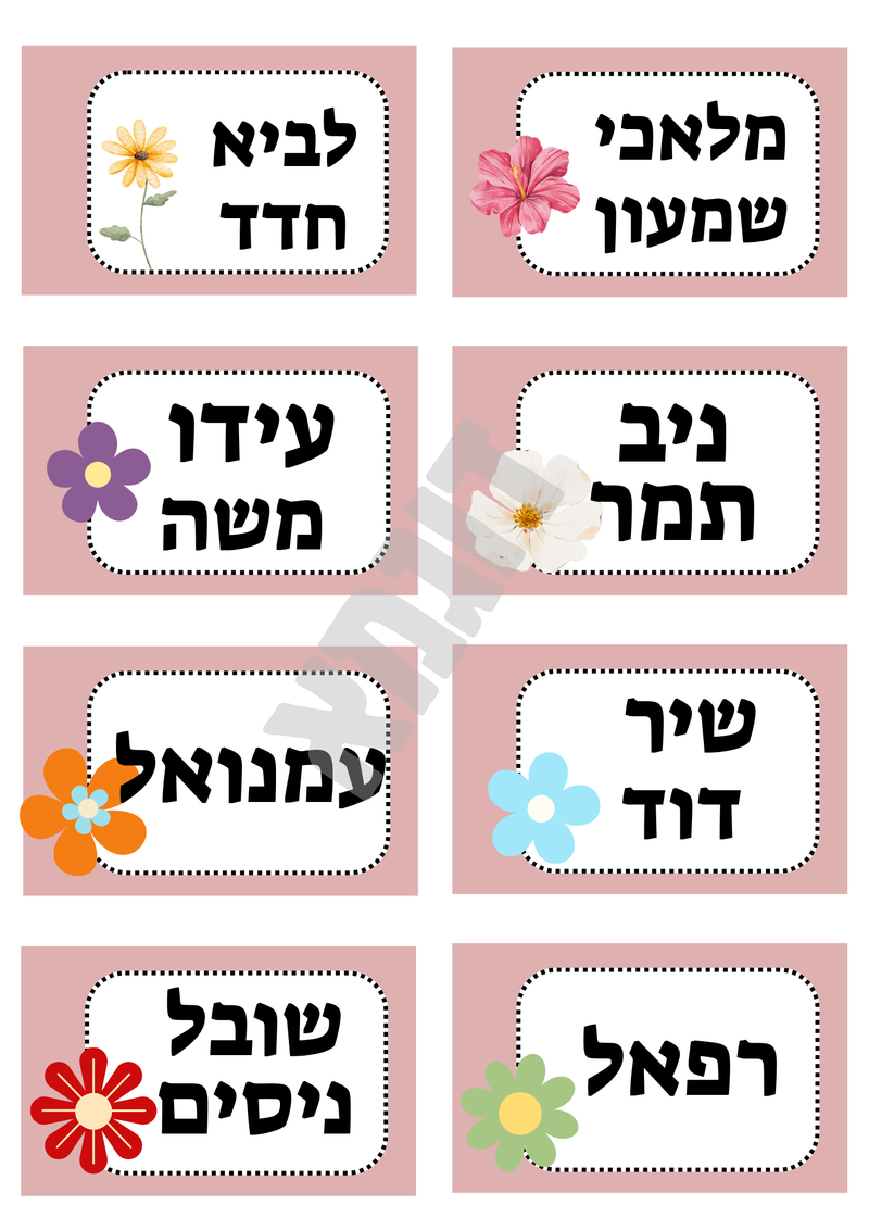 שיבוץ שמות במגוון עיצובים למגירה אישית בגן לכל ילד/ה
