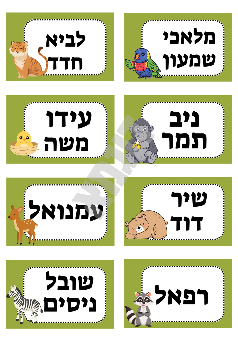 שיבוץ שמות במגוון עיצובים למגירה אישית בגן לכל ילד/ה