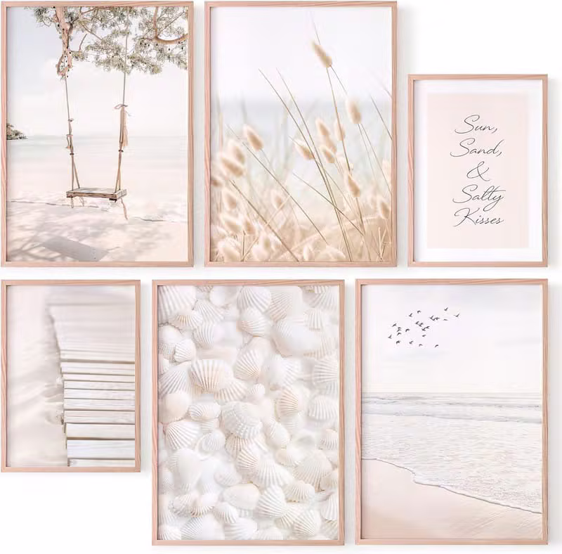 Lot de 6 Affiches Murales Bord de Mer Beige