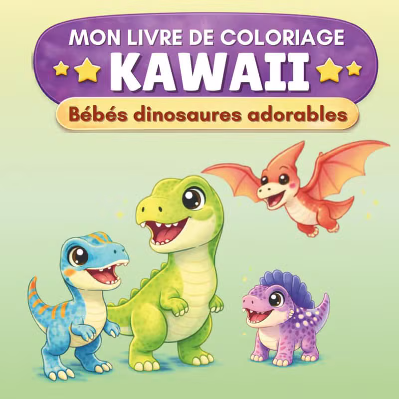 Mon livre de coloriage kawaii : Bébés dinosaures adorables