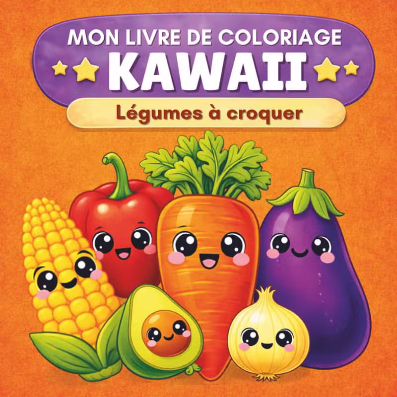 Mon livre de coloriage kawaii : Légumes à croquer