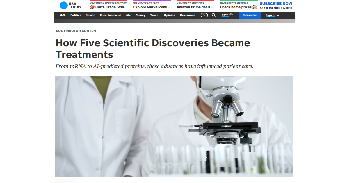 Porosome is among the five scientific discoveries selected by USA Today being translated for therapy