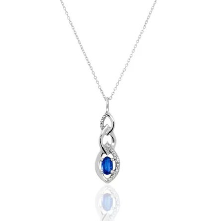 Collier, Or 375/1000, Saphir et Diamant