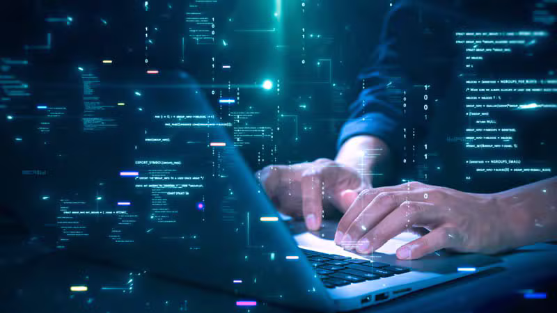 JavaScript code on a laptop