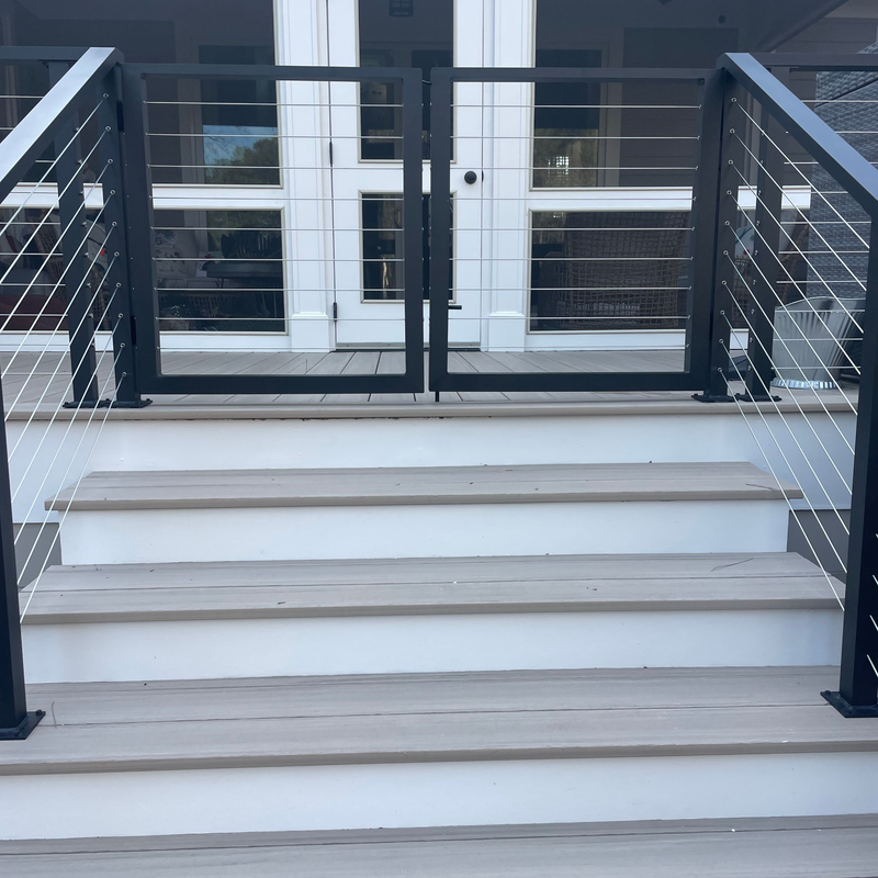 Modern balcony glass railing installed on residential house