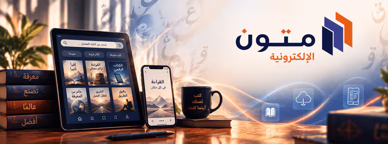 بانر متون الإلكترونية للقراءة واكتشاف الكتب