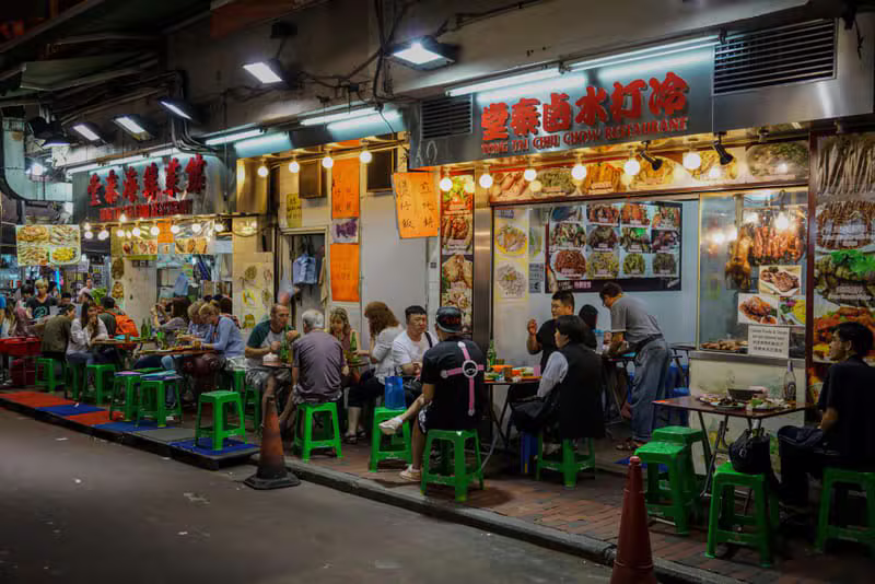 Everyday neighborhood dining scene in Hong Kong