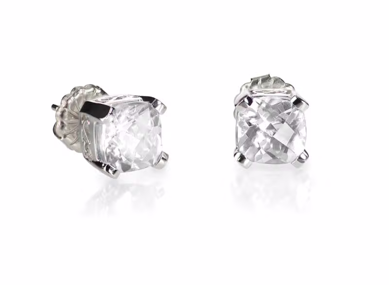 Princess Cut CZ Solitaire Studs