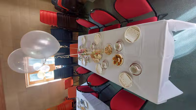 Table set with balloons for a celebration
