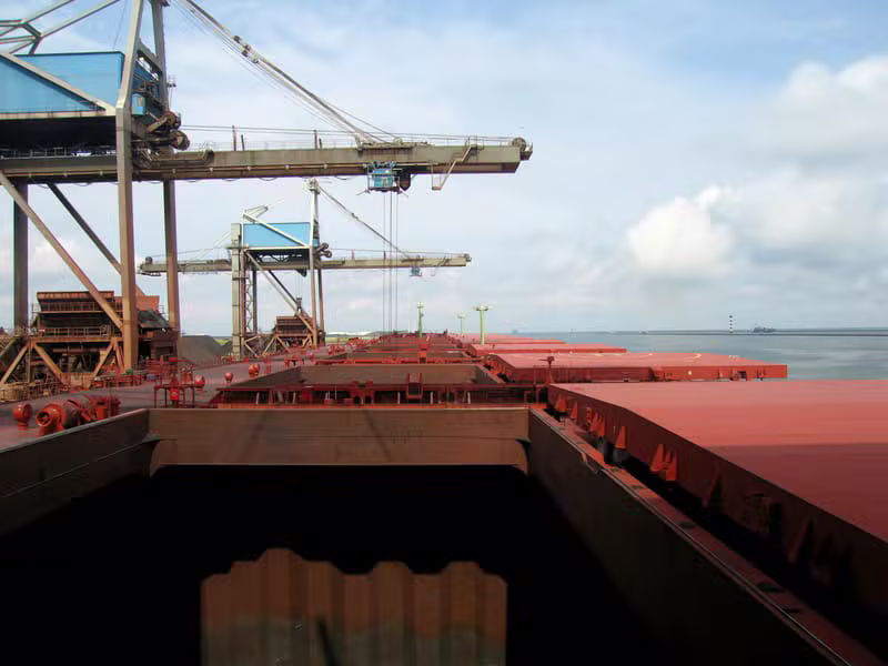 Bulk cargo ship loading