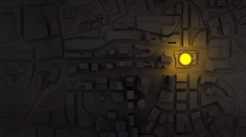 Stylized geometric map detailing global reach