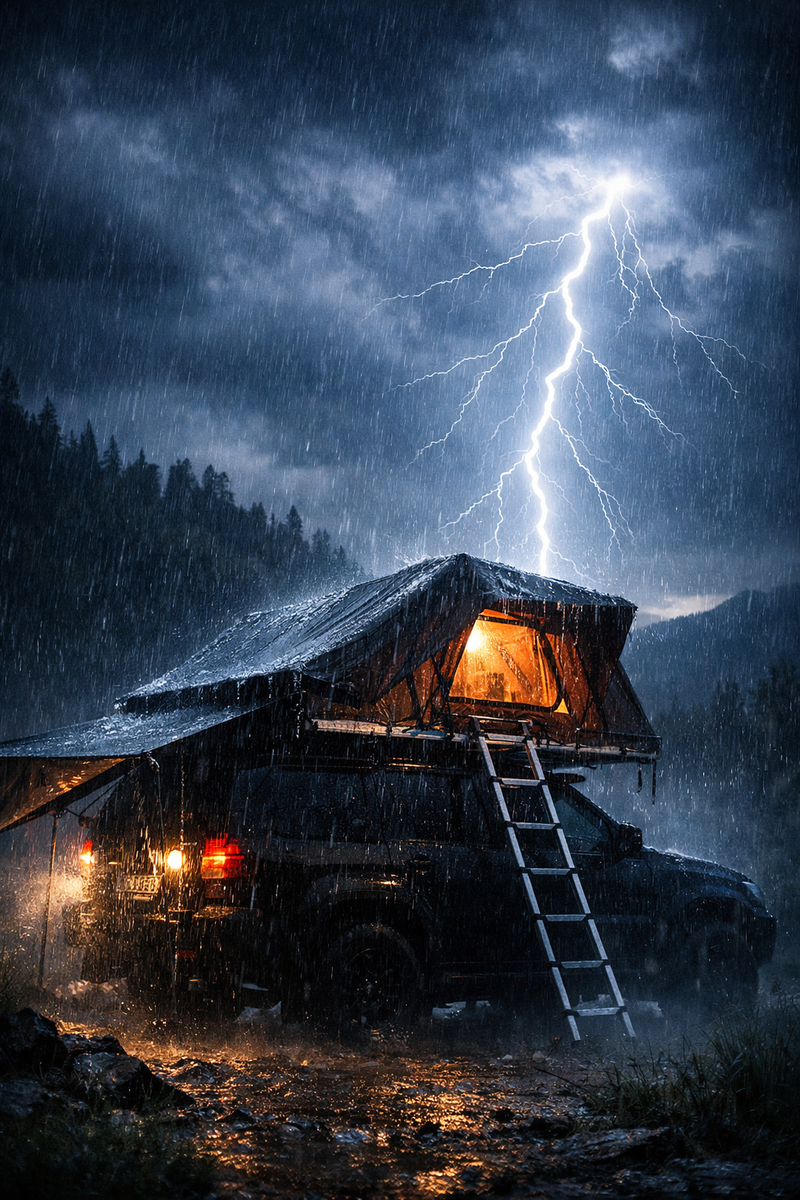 !Gewitter im Dachzelt!
