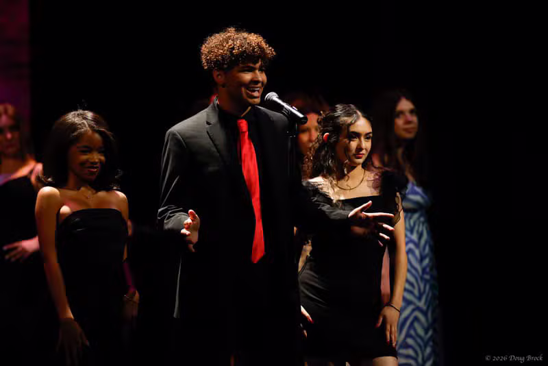 High school theater performance with engaged student actors