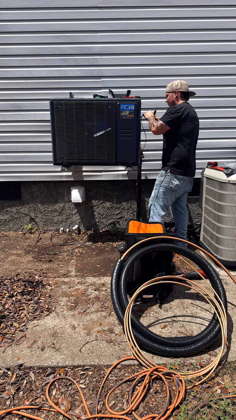 Working on an HVAC installation