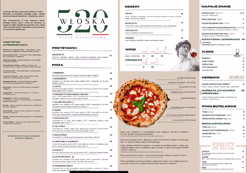 Pełne Menu Włoska 520