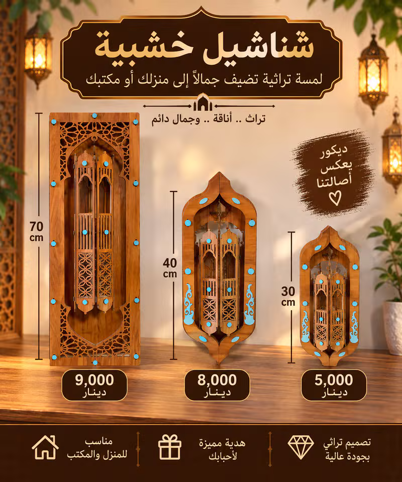 شناشيل خشبية - حجم 70 سم