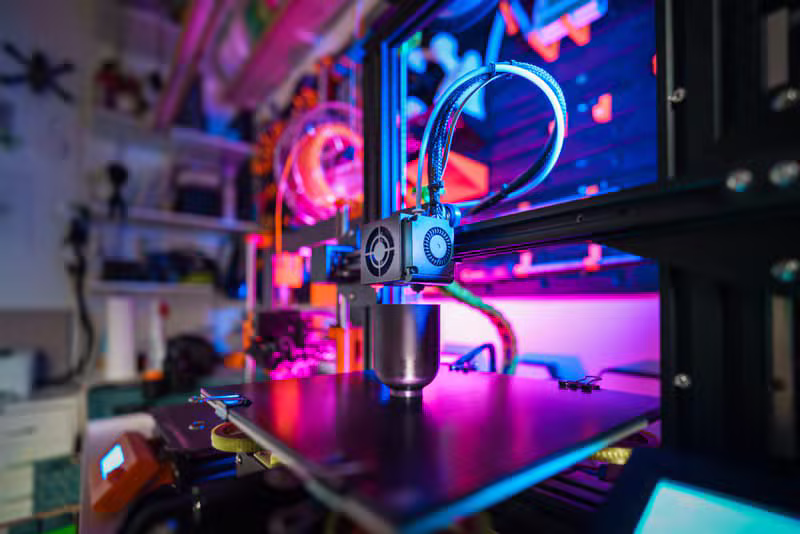 Modern 3D printer creating a prototype in high detail