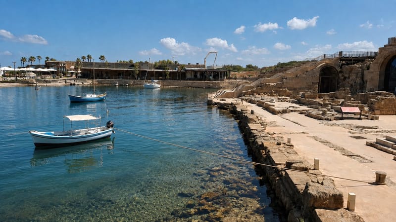 נמל קיסריה ארמונות, מקדשים, נימפאונים וים כחול אחד!  