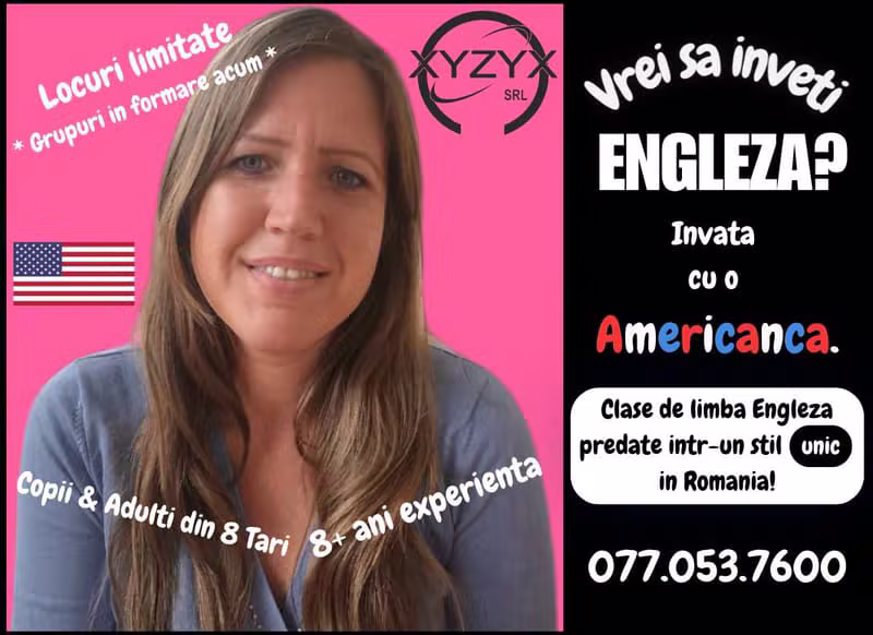 Poster American English Club - Cursuri de limba engleză cu profesor nativ