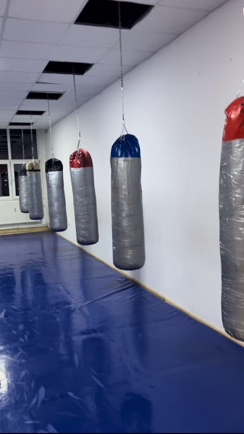 Punching bags in the training room