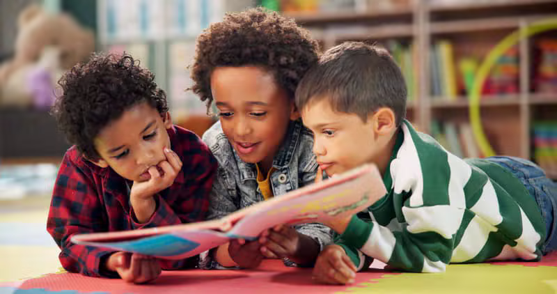 Diverse students studying languages together in a modern classroom