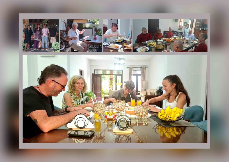 Collage of happy guests dining and enjoying their stay
